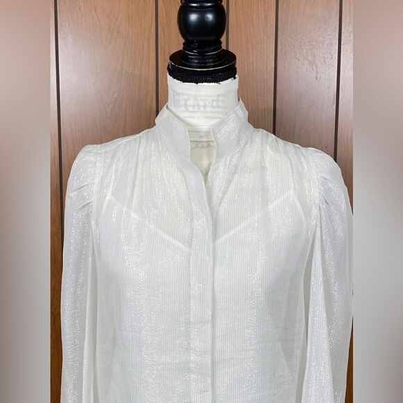 Frame Silk-Blend Long-Sleeve Blouse size S - Picture 7 of 16